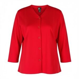 Women's Jk Knits V-Neck Cardigan Sweater Red Size 18/20